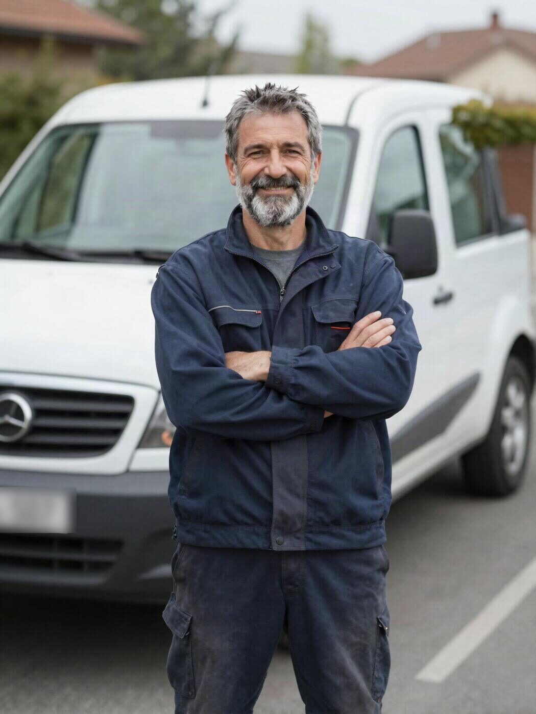 Thomas Sorel, plombier chauffagiste, devant son véhicule d'intervention