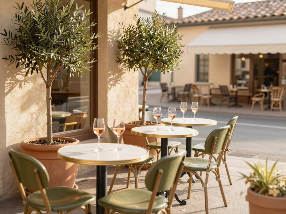 La terrasse ensoleillée du restaurant